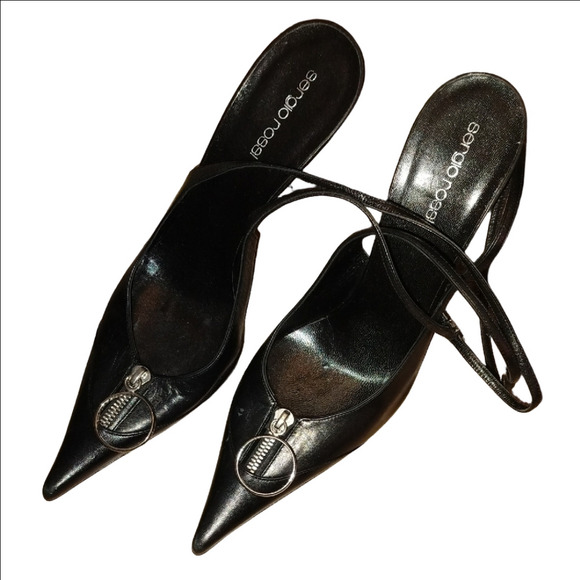 Enzo Angiolini Black Stiletto Heels with Metallic Embellishment - Picture 1 of 6